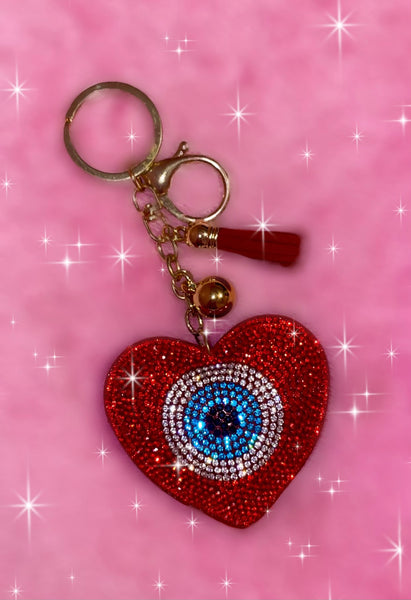 Red Heart Evil Eye Keychain