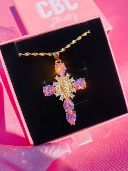 Pink Fantasy Cross Necklace